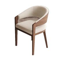 Chaises de salle à manger MULIGNA, best-seller, avec structure en bois massif et accoudoirs rembourrés en coton et lin, pour hôtels et restaurants