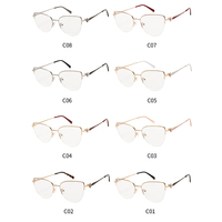 Vente en gros de montures optiques oeil de chat à demi-jante en métal de qualité fabricant pour femmes