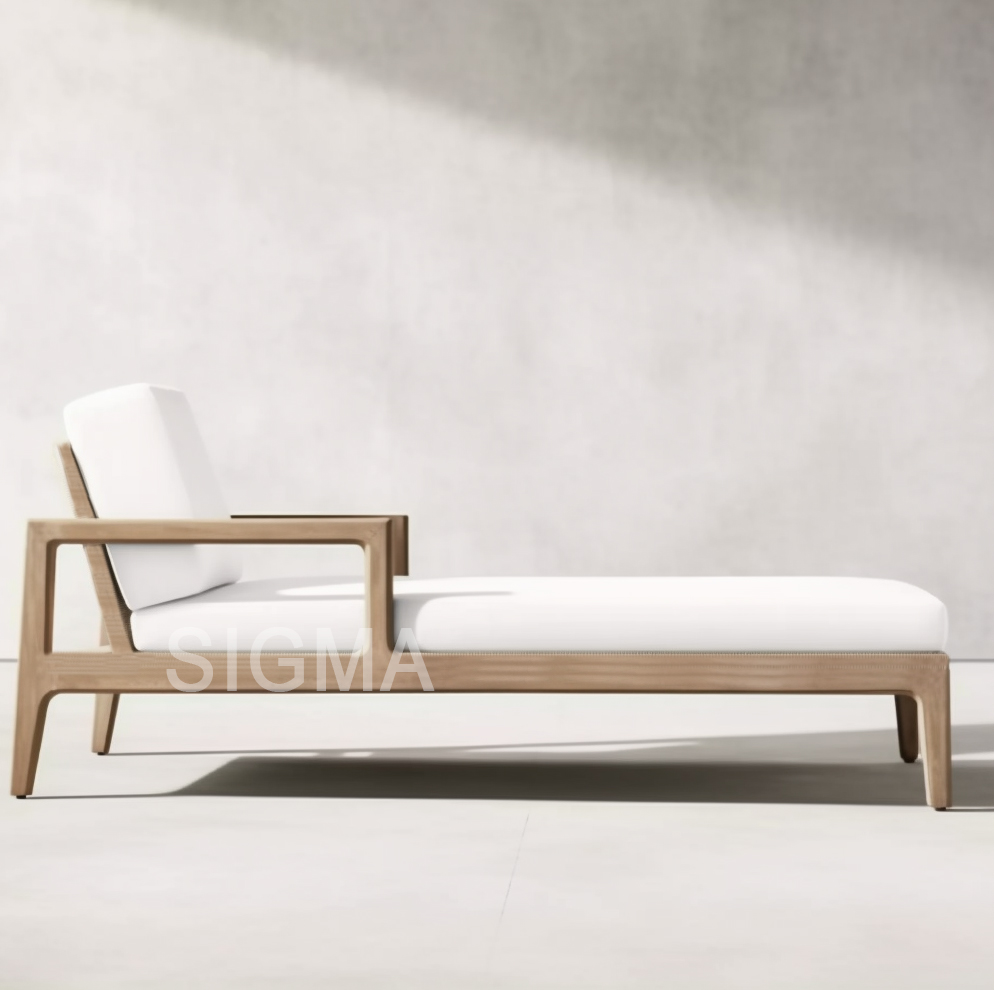 All Weather Hot Selling Modern Luxury Outdoor Patio Garden Pool Side Sets Hotel Wooden Teak Daybed Chaise Lounge Chair Furniture