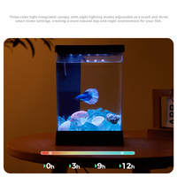 Aquarium intelligent pour betta, petit aquarium de bureau avec éclairage LED, affichage de la température, système de filtration par vidange du fond, personnalisable