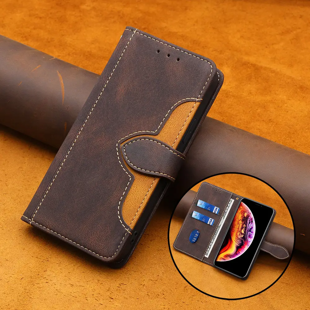 Luxurious Color Matching PU Leather Wallet Function Magnet Case with Wrist Strap Hole Case Leather Cover for iPhone 13 Pro Max