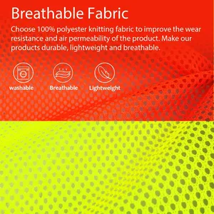 Gilet <span class=keywords><strong>de</strong></span> sécurité réfléchissant 2-en-1 ANSI Classe 2 avec manches détachables, respirant, en tissu maille 100 % polyester fluorescent - Product Image 5