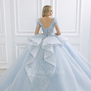 Vestidos de Quinceañera Azul Cielo con Apliques de Encaje Floral Bordado, Flores 3D, Vestido de Gala Largo Hasta el Suelo, Natural, para Fiesta de Cumpleaños o Graduación - Product Image 6