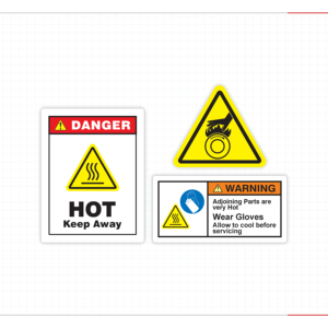 Industrial Thermal Contact Hazard Warning Sticker for Heated Mechanical Components and Production Systems - Product Image 1