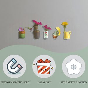 Mini-vases magnétiques mignons pour réfrigérateur, petits vases magnétiques en céramique et en verre pour réfrigérateur, tableau blanc de bureau et <span class=keywords><strong>casier</strong></span> - Product Image 5