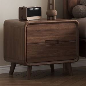 Mesita de noche moderna de madera maciza de nogal, mesita de noche minimalista de madera maciza, armario de almacenamiento, muebles de dormitorio - Product Image 3