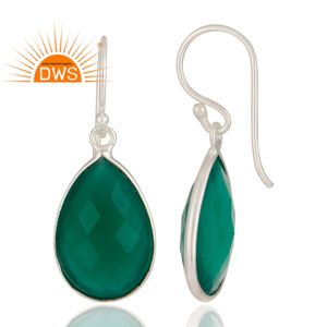 Green <b>Onyx</b> Gemstone <b>Earring</b> Pear Drop Designer Sterling Silver <b>Earrings</b> Manufacturer Jewelry - Product Image 3
