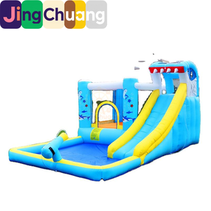 Castillo Inflable Infantil, Trampolín Doméstico con Tobogán de Agua en Forma de Tiburón, Trampolín Pequeño para Exteriores, Juguetes de Castillo Inflable - Product Image 3
