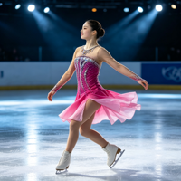 Costume de patinage artistique rose dégradé, maille à manches longues, jupe à strass pour adultes et enfants, spectacle de danse sur glace
