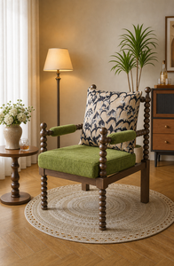 Fauteuil en bois massif antique de fabrication ISO 9001 avec coussin capitonné pour salon, chambre à coucher et salle de séjour - Product Image 3