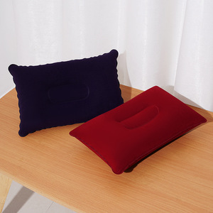 Oreiller gonflable en PVC floqué de couleur unie pour les voyages - Product Image 3