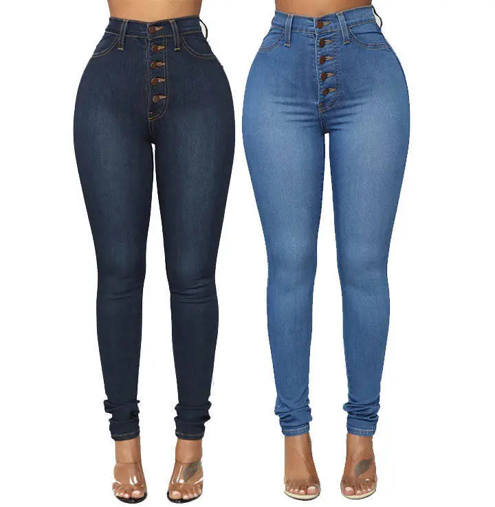 Großhandel Frau Skinny High Waist Stretch Slim Denim Bleistift hose Hose Frauen Tight Plus Size Jeans für Damen