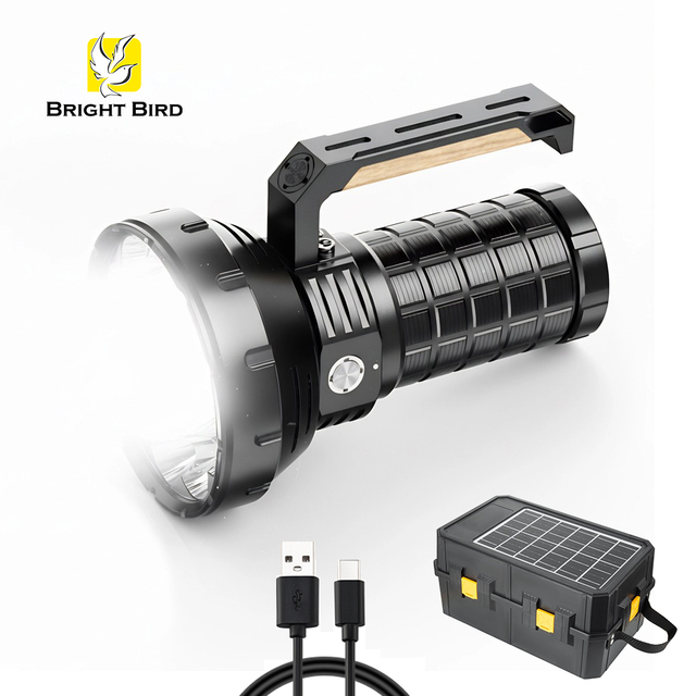 Bright BirdFlashlights Rechargeable LED Tactical Flashlight Work Light Long Range Waterproof High Lumens 38000 1000M
