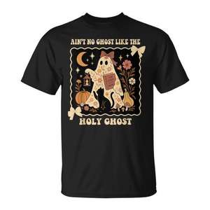 Camiseta cristiana Holy Ghost Halloween negra talla mediana - Product Image 1