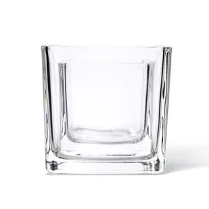 Square Wholesale Glass Candle Holders Clear Candle Jar With Lid For Candle Making