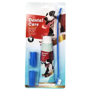 Kit de limpeza dental para cachorros, 2 unidades, pasta de dente e escova de dentes macia para animais de estimação