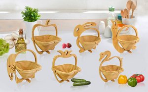 Cesta de Frutas Plegable de Bambú para Manzanas, Frutero Plegable para Encimera de Cocina, Almacenamiento, Decoración Navideña, Fiestas - Product Image 5