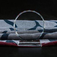 Trophées en verre cristal rond vierges écologiques en gros, médailles et plaques personnalisées avec logo gravé en 3D pour souvenirs