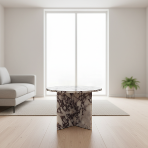 Table d'appoint ronde en marbre naturel et résine, pierre solide, design contemporain pour la décoration du salon - Product Image 2