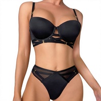 Vente directe usine – Ensemble soutien-gorge balconnet sexy pour femme, 2 pièces, avec armatures, push-up, bonnets lisses, lingerie à bretelles, maille, culotte hipster, personnalisable OEM