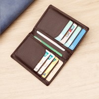 Dompet Lipat dua Pria Wanita, dompet saku depan hitam kulit asli, kopi, Super tipis, pria wanita