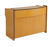 Escritorio Ejecutivo de MDF Natural con Estantes de Almacenamiento, Atril, Podio, Mesa de Discursos, Mesa de Conferencias, Mesa de Madera para Profesores