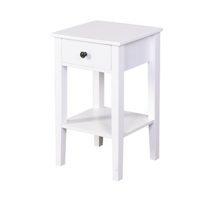 Table de rangement blanche sur pied avec tiroir pour salle de bain, mobilier moderne en bois - Product Image 1
