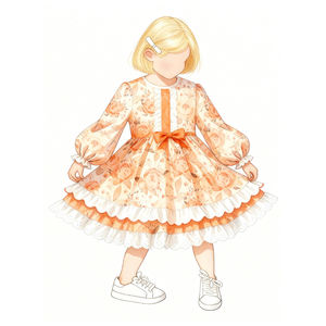 Gaun pita bunga untuk anak perempuan, gaun lengan panjang renda <span class=keywords><strong>O</strong></span>-Neck lengan panjang gaya kasual rajut kain musim gugur musim semi untuk usia <span class=keywords><strong>2</strong></span>-12 tahun - Product Image 2