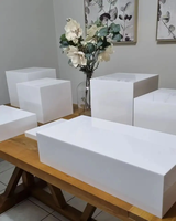 Ensemble de 8 cubes de présentation en acrylique blancs sur mesure pour buffet, présentoir carré pour aliments et desserts, en vente
