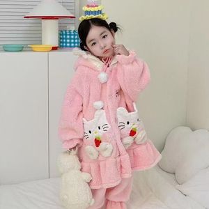 Set <span class=keywords><strong>Pigiama</strong></span> per Ragazze - <span class=keywords><strong>Pigiama</strong></span> Lungo con Fodera <span class=keywords><strong>in</strong></span> <span class=keywords><strong>Pile</strong></span>, Giacca <span class=keywords><strong>in</strong></span> <span class=keywords><strong>Pile</strong></span> Corallo con Cappuccio, Set da Bagno - Product Image 3