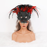 Masque facial décoratif en plumes pour fête d'Halloween, cosplay, carnaval, mascarade, événement à thème, accessoire de costume