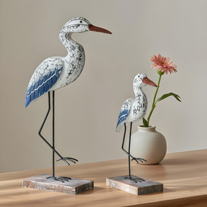Mediterranean Style Wooden Seabird Figurines Handmade Art Display Decorative <b>Ornaments</b> - Product Image 1