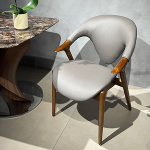 Chaise de salle à manger moderne de luxe en similicuir et en bois, restaurant intérieur pour café boutique salle à manger, panneau en contreplaqué pour meubles de maison - Product Image 4