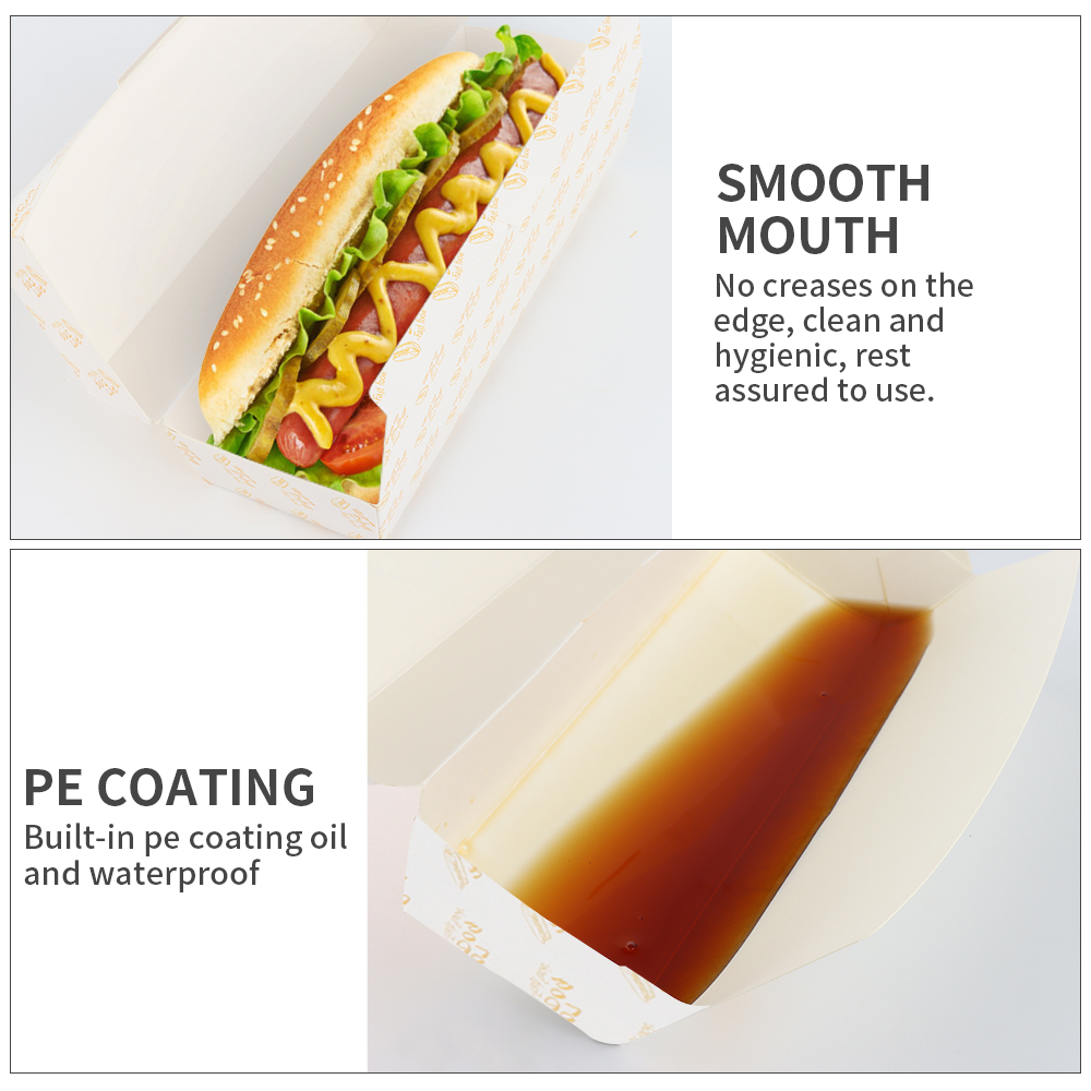 Portable custom disposable hot dog takeaway paper box for sale