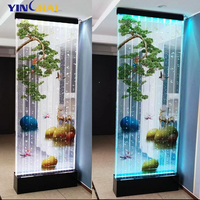 Mur à bulles d'eau en acrylique avec lumières LED imprimées Écran à panneau argenté et diviseur de pièce Art mural décoratif mobile