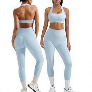 Custom Logo <b>Women</b> Yoga Set Sports Bra High Waist <b>Leggings</b> Sets 2 Piece Activewear Fitness Outfit <b>Women's</b> - Product Image 3