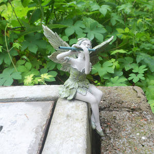 Sculpture de jardin de fée Flute en résine, décoration extérieure, ornement de cour - Product Image 2