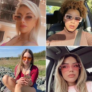 Lunettes de soleil rectangulaires rétro pour femmes, montures fines colorées tendance, protection UV400, vente en gros, lunettes de soleil pas chères - Product Image 5