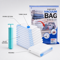 En stock – Lot de 20 sacs de compression sous vide réutilisables pour vêtements avec pompe électrique – Gain de place – Coffret de vente au détail