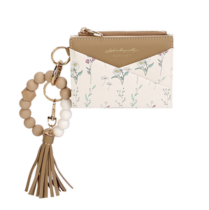 Portefeuille bifold en PU avec pendentif à pompon, motif floral, porte-clés, plusieurs emplacements pour cartes, élégant, portable, pour femmes, pour l'été, usage quotidien - Product Image 5