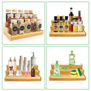 Wholesale Bamboo Seasoning Rack Tiered Glass Jar Organizer Spice Bottle Storage Display <strong>Kitchen</strong> Organization <strong>Helper</strong> - Product Image 3