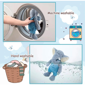 En vrac 13 pouces de long nez rabat oreilles doux blanc ivoire éléphant jouet avec tenue bleue enfants jouer Animal personnalisé coton peluche éléphant - Product Image 3