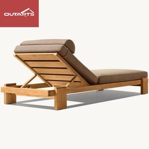Mobilier d'extérieur Lit de soleil en teck naturel Chaises longues d'hôtel Chaise longue de luxe Meubles de patio Chaise longue de plage - Product Image 4