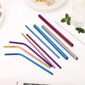 304 Reusable 4 Piece Set 6mm Stainless Steel Straws Straw Set