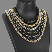 Collier chaîne plate byzantine Gaovo en acier inoxydable plaqué or 18 carats, maillons épais de 8 mm pour homme, bijoux de mode, cadeaux, vente en gros