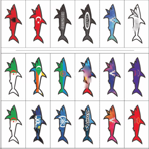 25 autocollants 3D requin personnalisés très demandés, en PVC, résistants aux UV, imperméables, finition brillante, thème Paul élégant, décorations DIY - Product Image 1