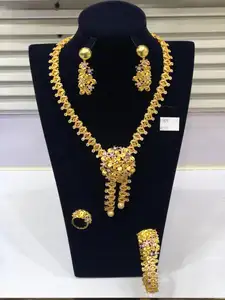 Xuping jewelry-conjunto de joyas de boda de oro de 24 quilates, joyería de lujo, Diamante completo personalizado de Dubái, muestra gratis