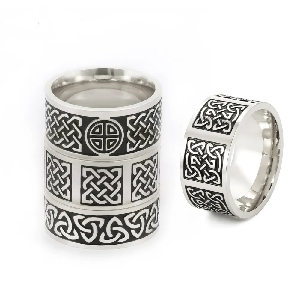 Celtica anel viking amuleto triquetra, nó irlandês para casal e mulheres, vintage, presente de joias de aço inoxidável