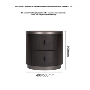 Comodino Rotondo Minimalista Italiano in Legno Massello Affumicato, Tavolino da Notte Moderno Creativo Stile Poliform - Product Image 5