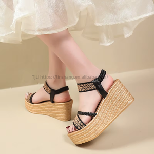 Women Woven Roman <b>Sandals</b> Summer New Style <b>Platform</b> Elegant Thick Sole <b>Wedge</b> <b>Sandals</b> for Tall Short People - Product Image 3